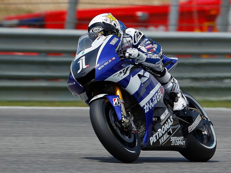 Motorcycle Racer on Track — Blue, Dynamic, Afternoon, Photograph