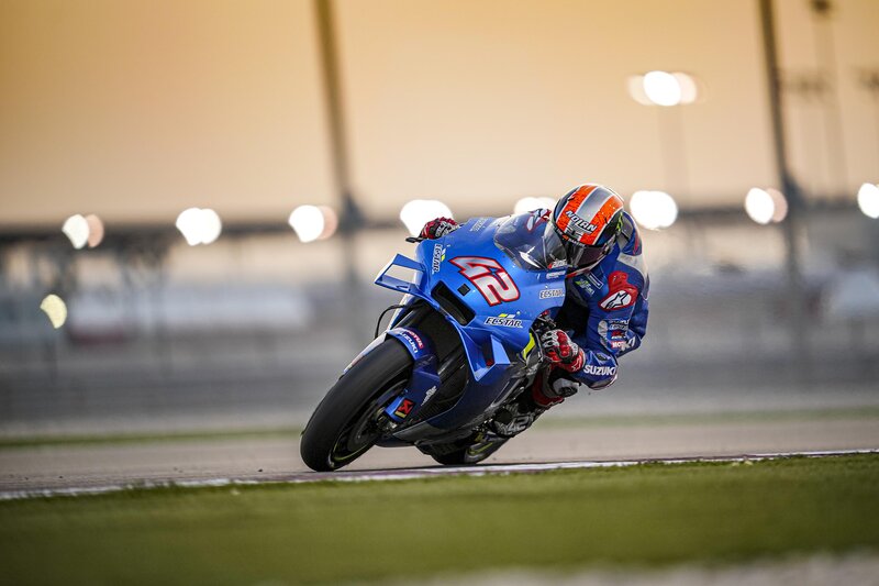 Motorcycle Racer on Track — Blue, Dynamic, Sunset, Photograph, Racing Bike