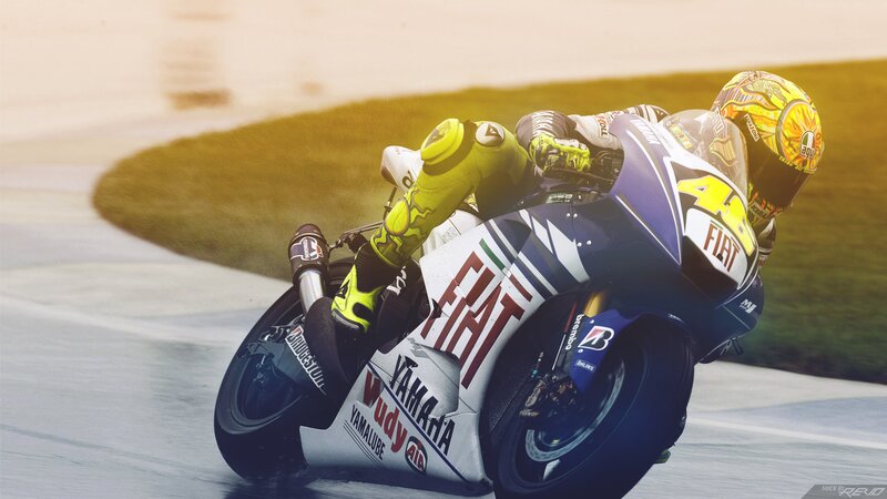 Motorcycle Racer on Track — Blue, Dynamic, Sunset, Photograph