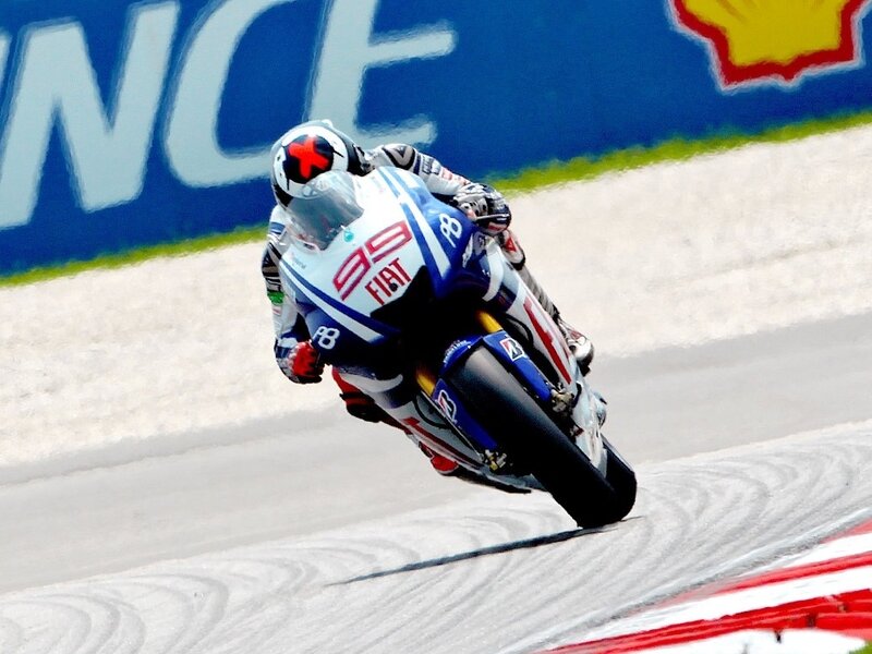 Motorcycle Racer on Track — Blue, Dynamic