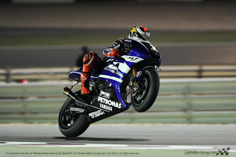 Motorcycle Racer on Track — Blue, Night