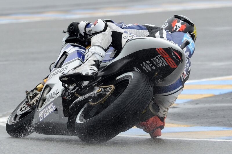 Motorcycle Racer on Track — Gray, Dynamic, Photograph, Racing Suit, Helmet