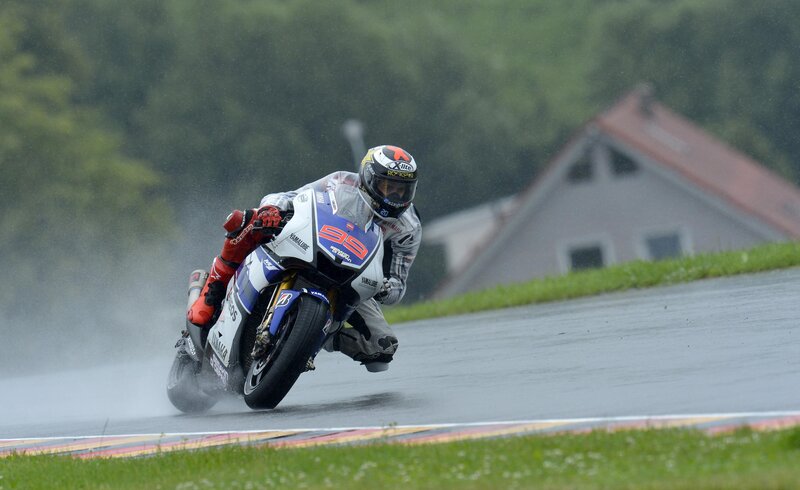 Motorcycle Racer on Track — Gray, Intense