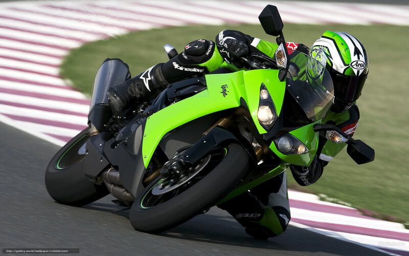 Motorcycle Racer on Track — Green, Dynamic, Afternoon, Photograph, Helmet