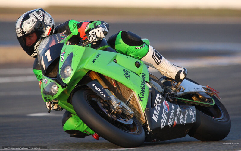 Motorcycle Racer on Track — Green, Dynamic, Sunset