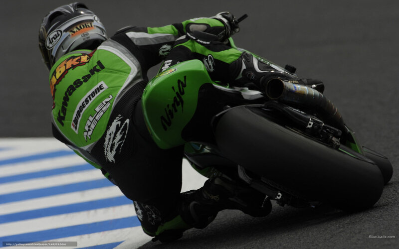 Motorcycle Racer on Track — Green, Intense, Photograph