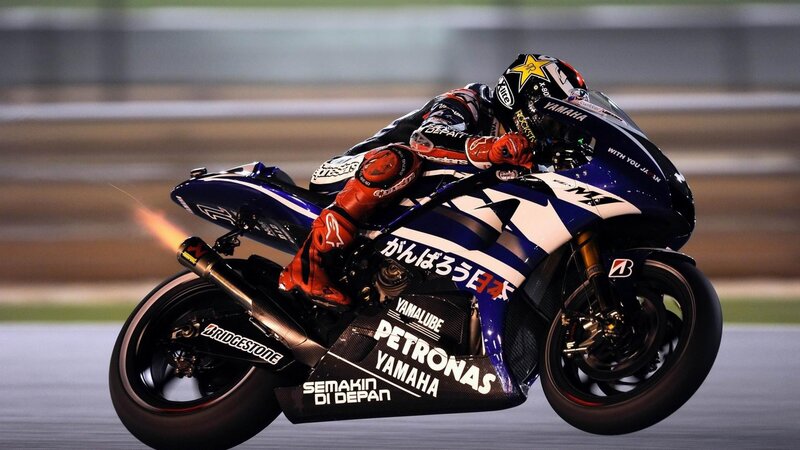 Motorcycle Racer on Track — Night, Photograph