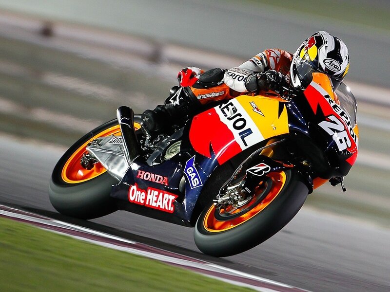Motorcycle Racer on Track — Orange, Dynamic, Night