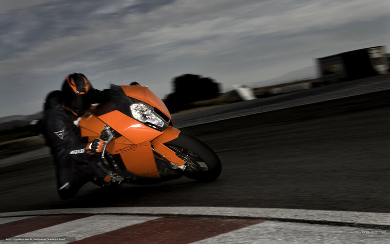 Motorcycle Racer on Track — Orange, Dynamic, Photograph, Racetrack