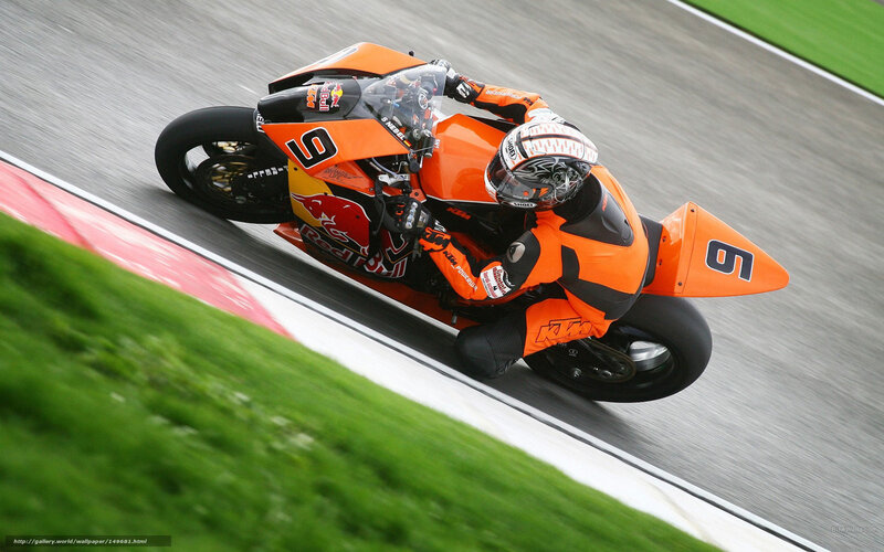 Motorcycle Racer on Track — Orange, Dynamic, Photograph, Racing Suit, Helmet, Grass