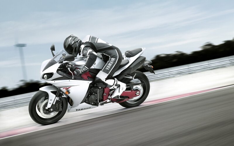 Motorcycle Racer on Track — Photograph, Racetrack