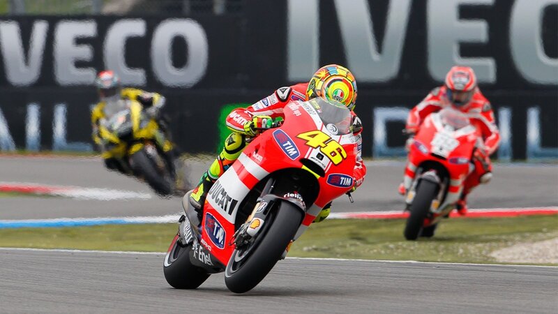 Motorcycle Racer on Track — Red, Competitive
