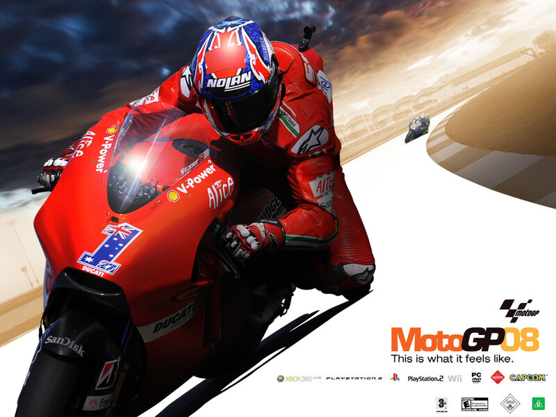 Motorcycle Racer on Track — Red, Dramatic