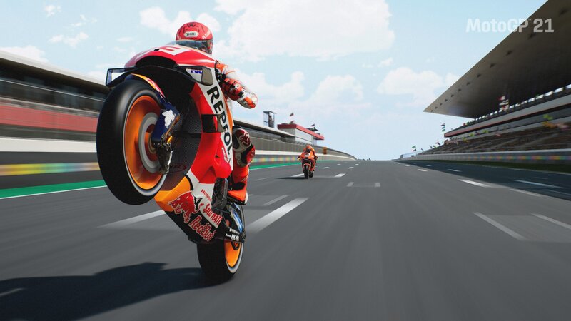 Motorcycle Racer on Track — Red, Dynamic, Afternoon, 3d Render