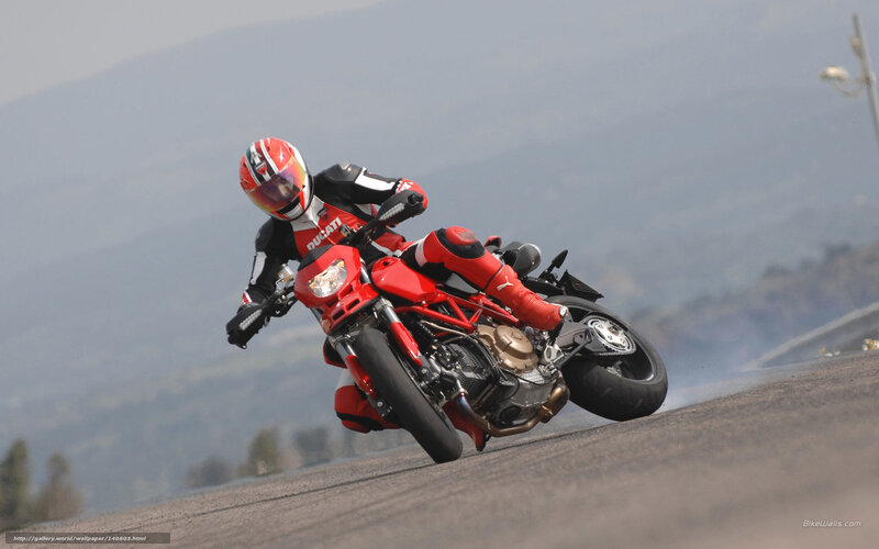 Motorcycle Racer on Track — Red, Dynamic, Afternoon, Photograph, Rider, Mountains