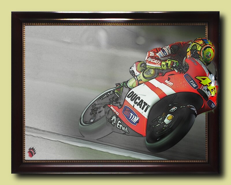 Motorcycle Racer on Track — Red, Dynamic, Digital Art