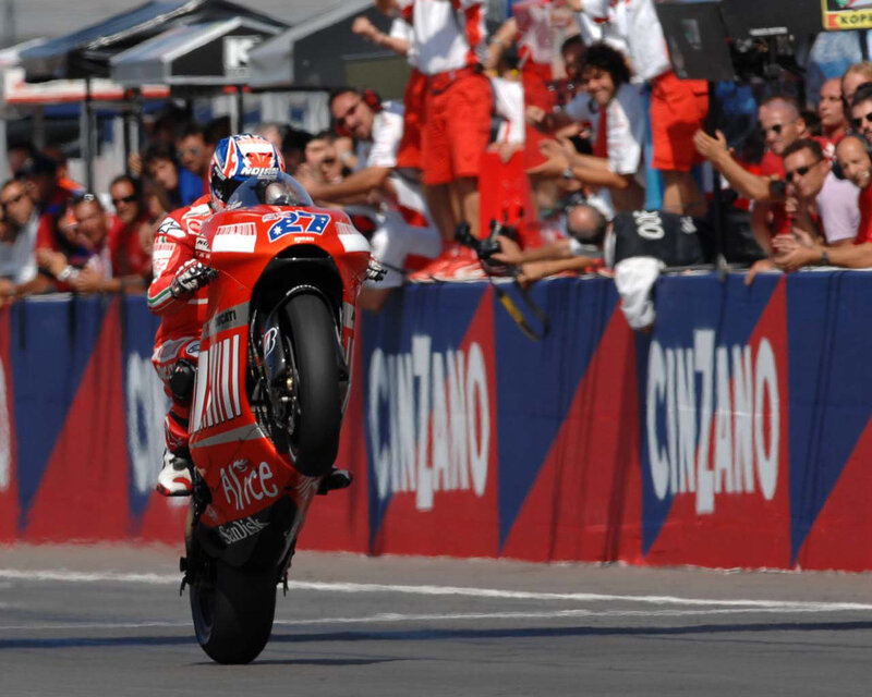 Motorcycle Racer on Track — Red, Energetic