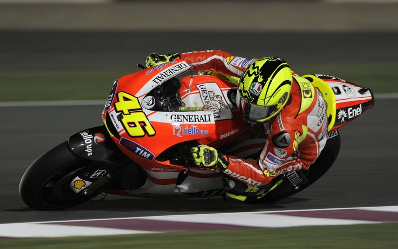 Motorcycle Racer on Track — Red, Intense, Night