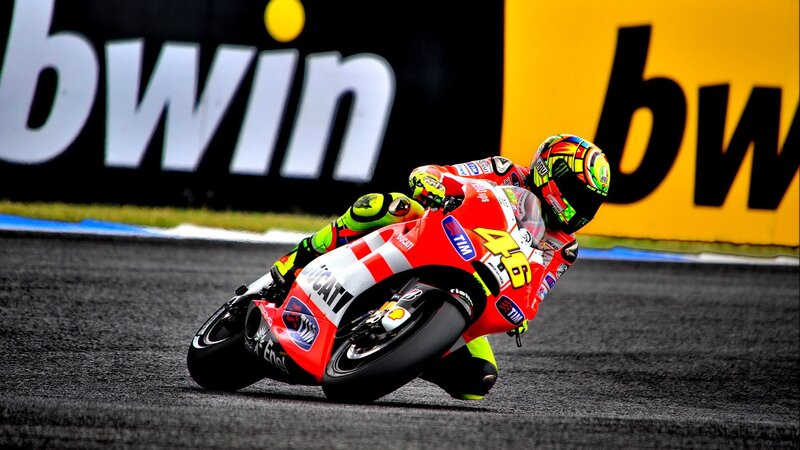 Motorcycle Racer on Track — Red, Yellow