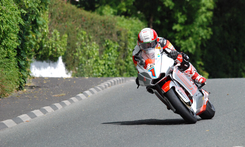 Motorcycle Racer on Track — Silver, Dynamic, Afternoon