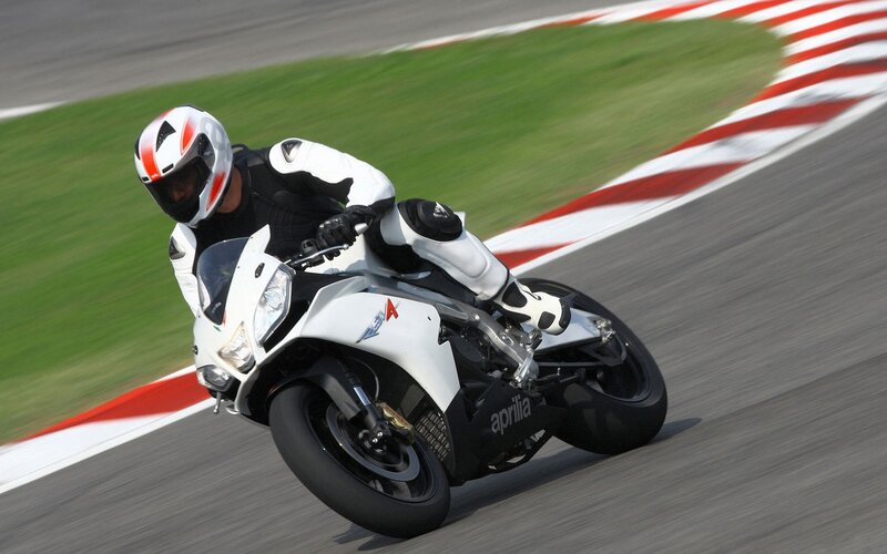 Motorcycle Racer on Track — White, Dynamic, Afternoon, Photograph, Helmet, Black, Green