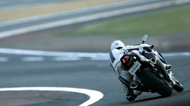 Motorcycle Racer on Track — White, Dynamic, Photograph, Black, Gray