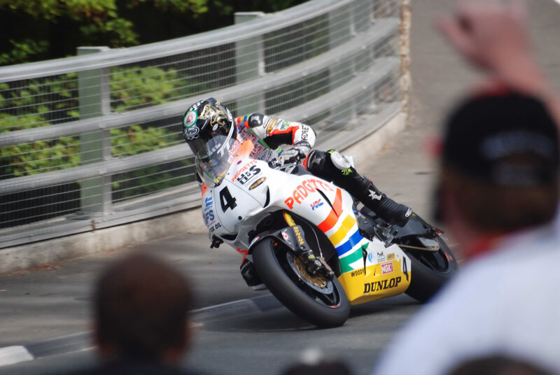 Motorcycle Racer on Track — White, Dynamic