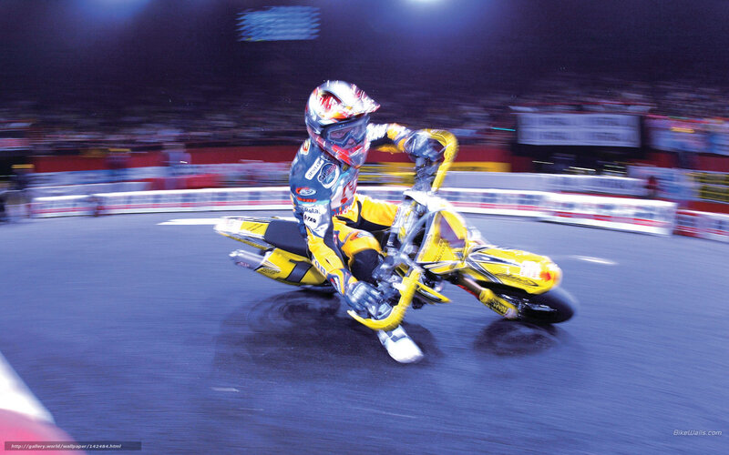 Motorcycle Racer on Track — Yellow, Dynamic, Night