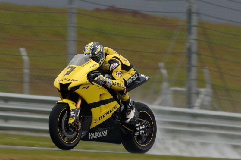 Motorcycle Racer on Track — Yellow, Dynamic, Photograph, Racing Suit, Helmet