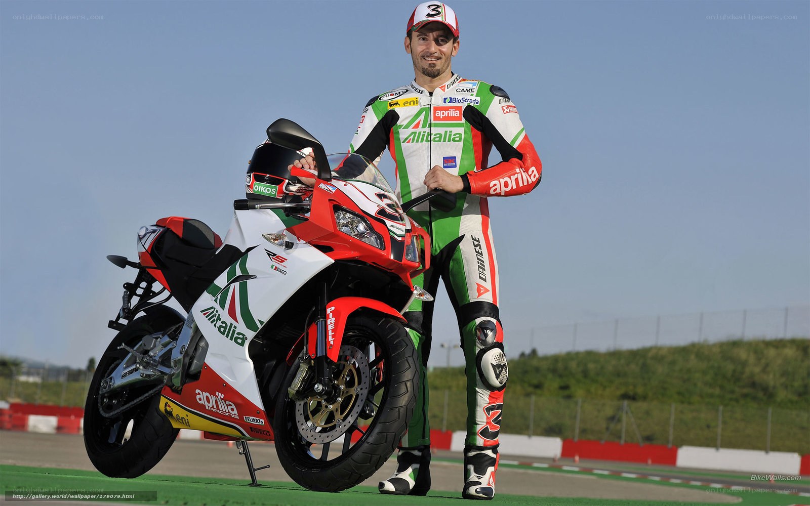 motorcycle racer with aprilia bike