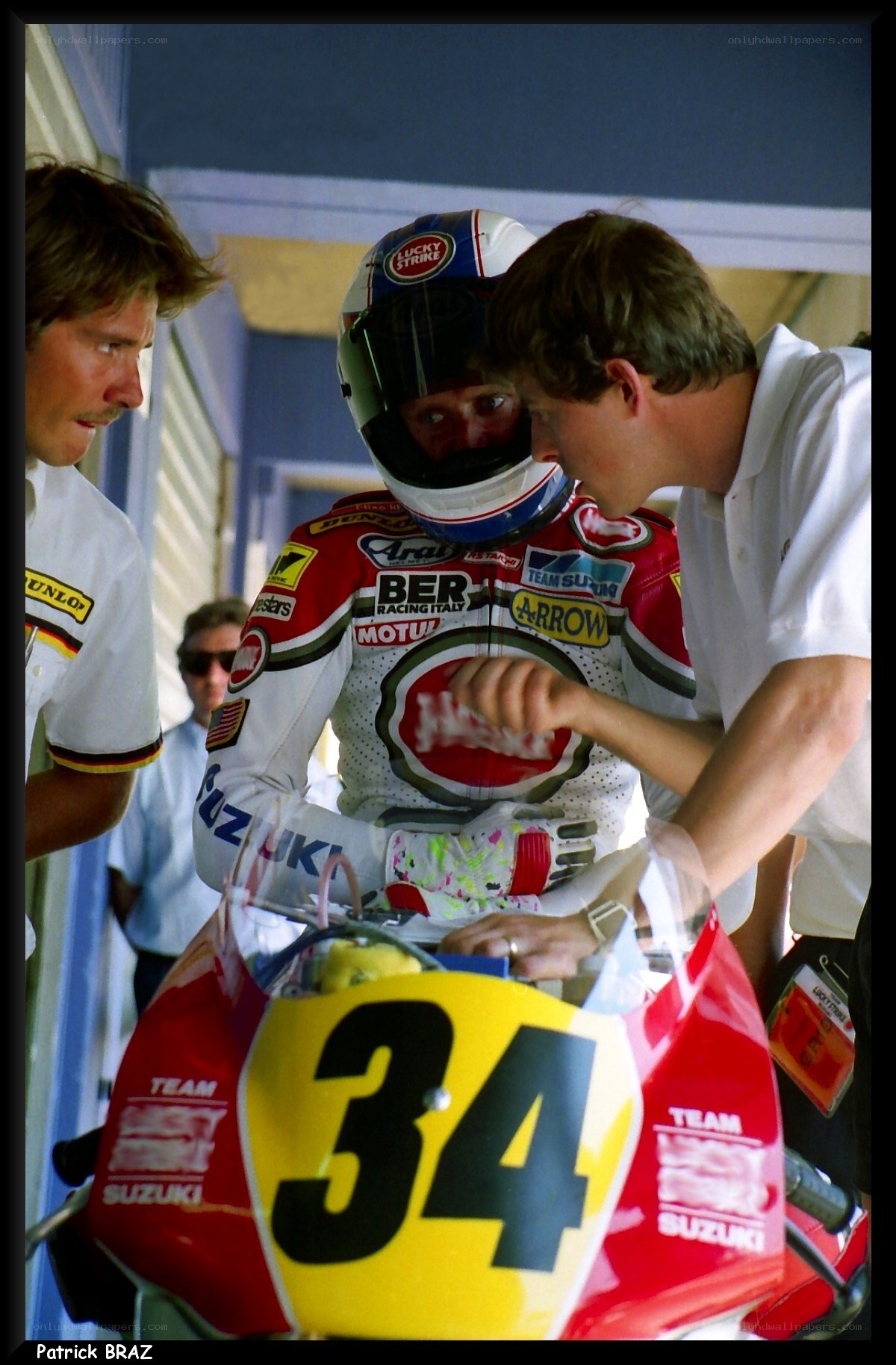 Motorcycle racer with team
