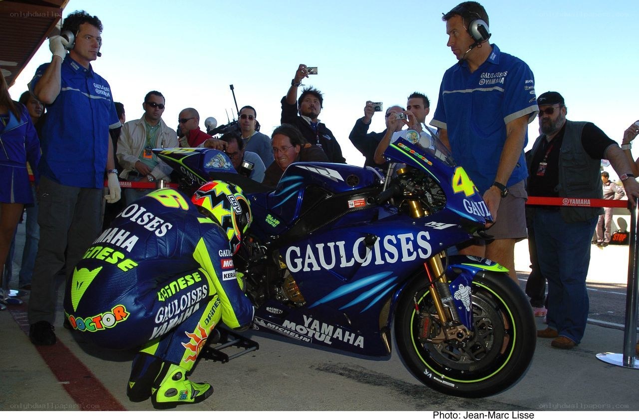 Motorcycle racer with team