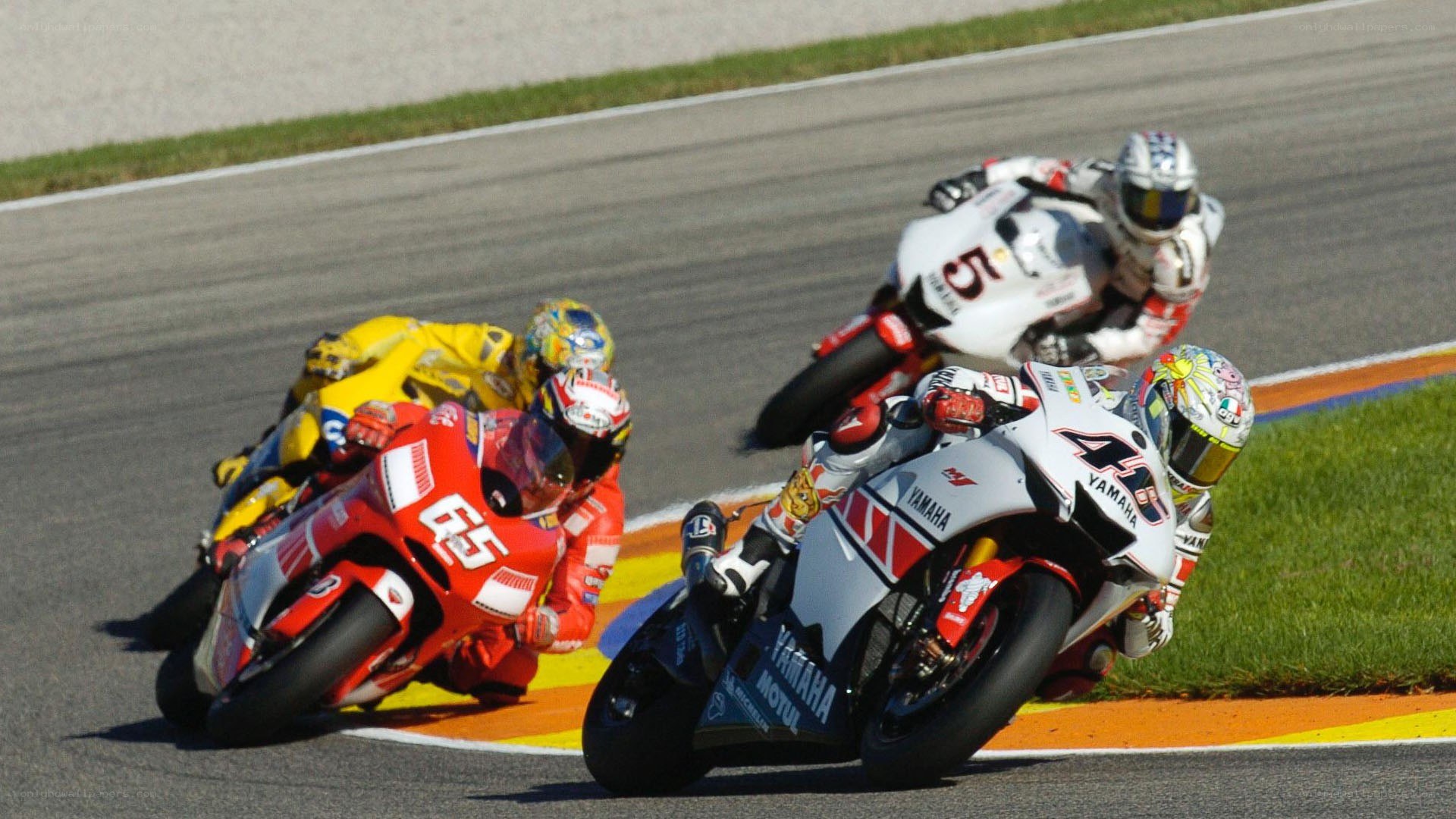 Motorcycle racers in action