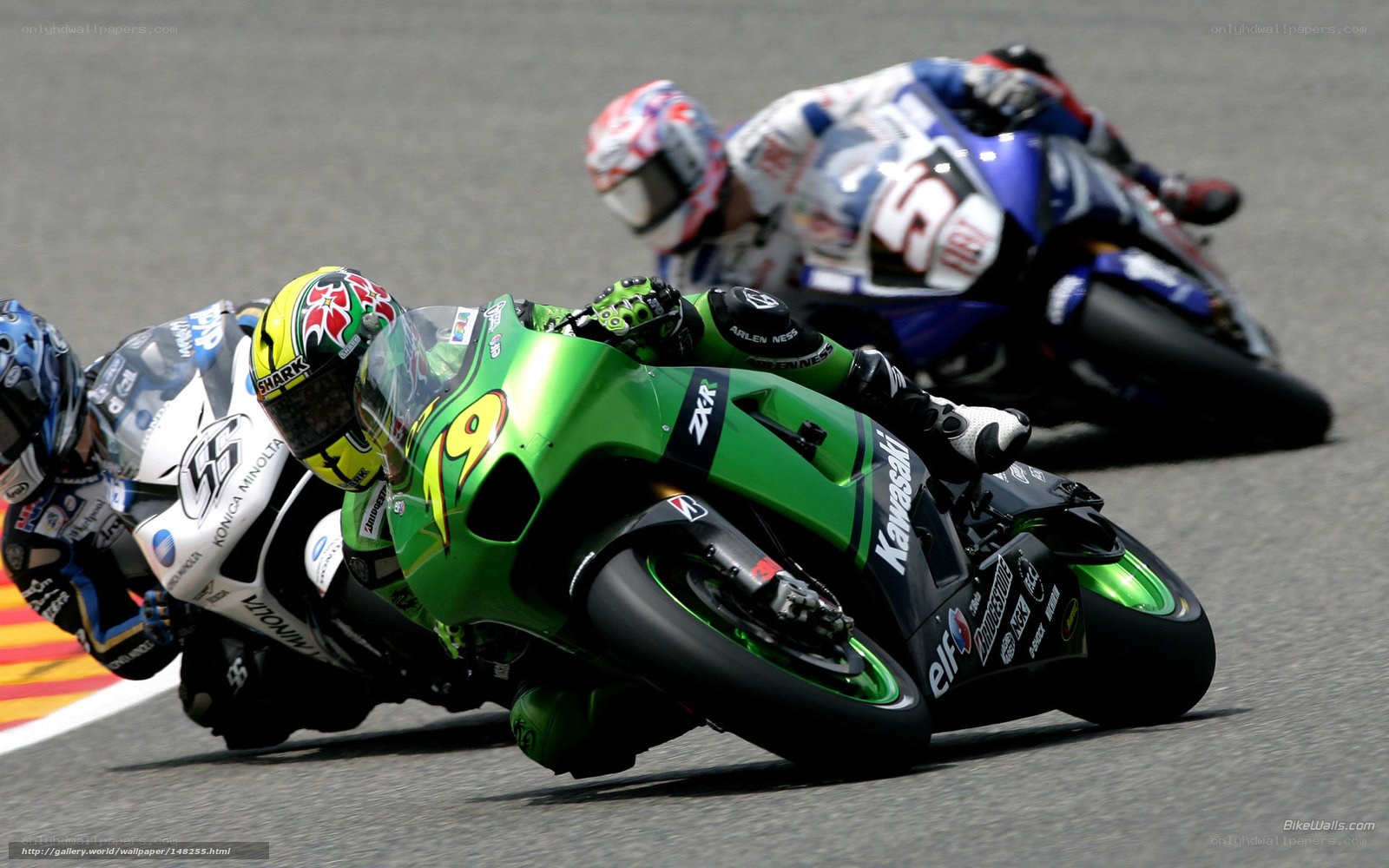 Motorcycle racers in action