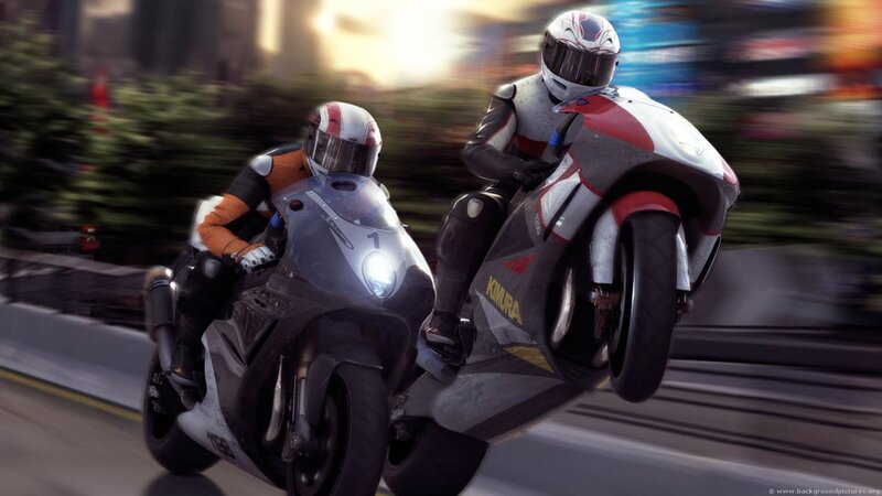 Motorcycle Racers in Motion — Gray