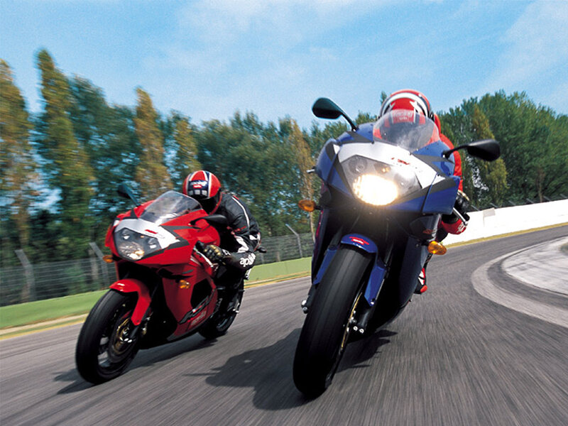 Motorcycle racers on a track