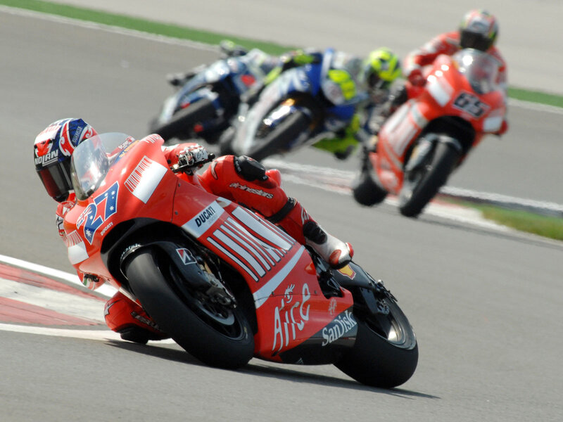 Motorcycle racers on a track