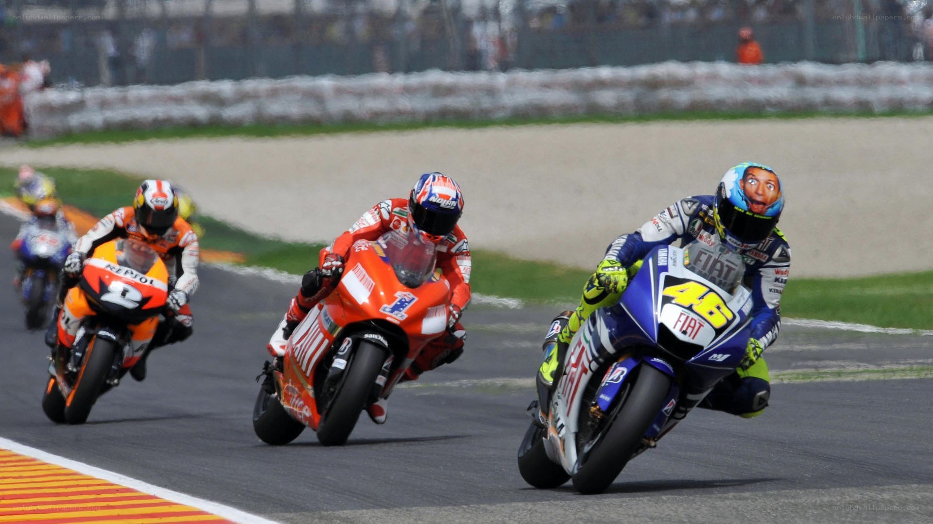 Motorcycle racers on a track