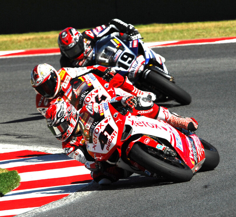 Motorcycle racers on a track