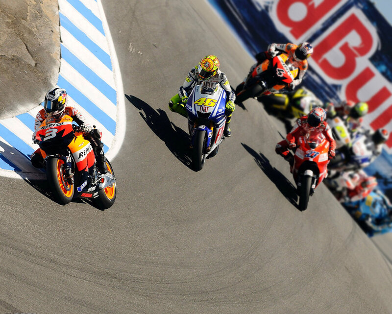 Motorcycle racers on a track