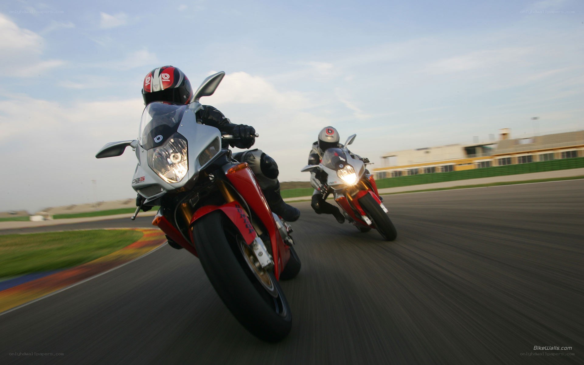 Motorcycle racers on a track