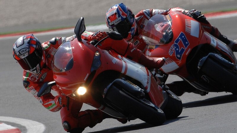 Motorcycle racers on a track