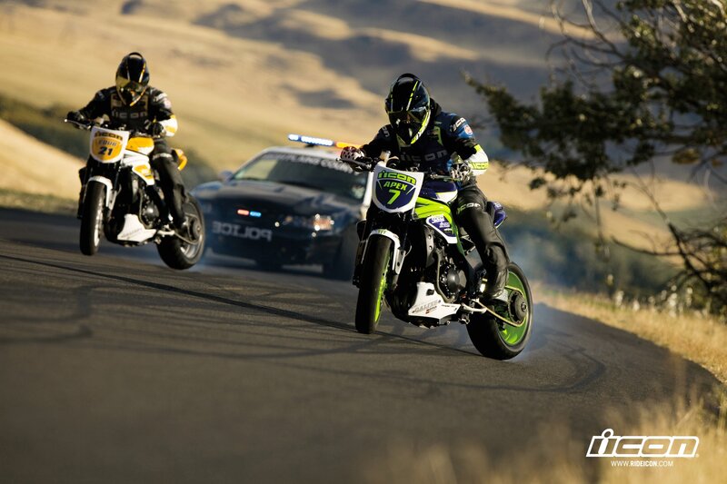Motorcycle Racers on Road — Black, Dynamic