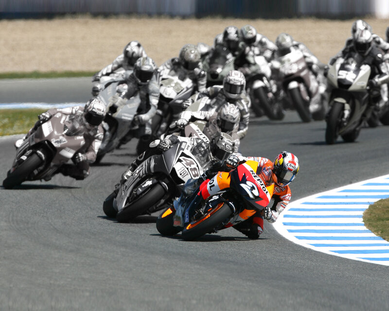 Motorcycle Racers on Track — Black, Competitive