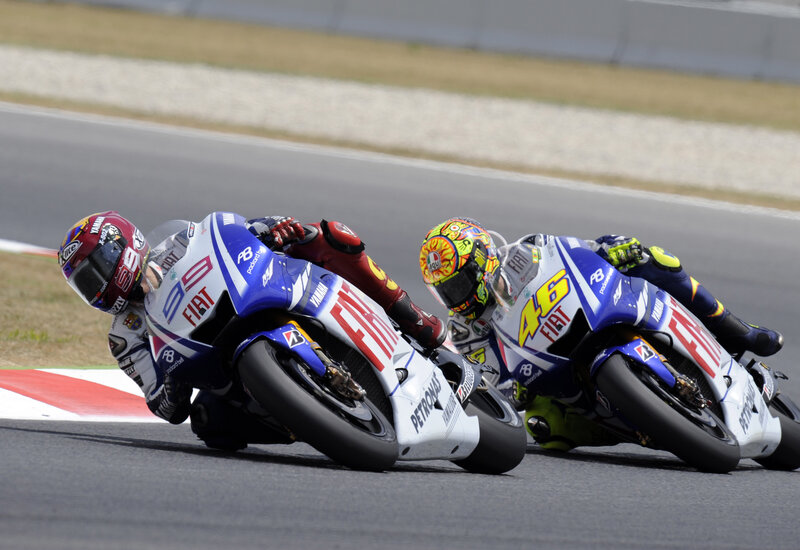 Motorcycle Racers on Track — Blue, Competitive, Afternoon
