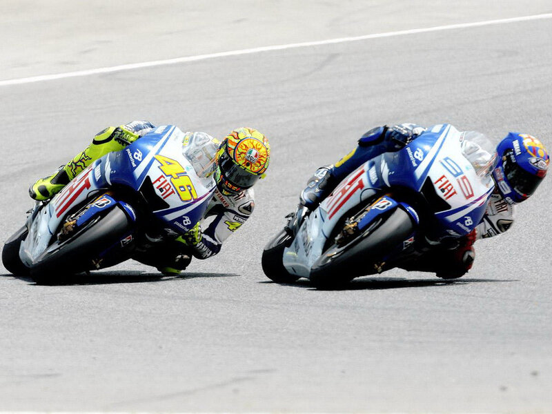 Motorcycle Racers on Track — Blue, Competitive