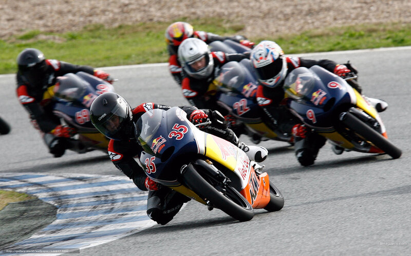 Motorcycle Racers on Track — Blue, Intense, Afternoon