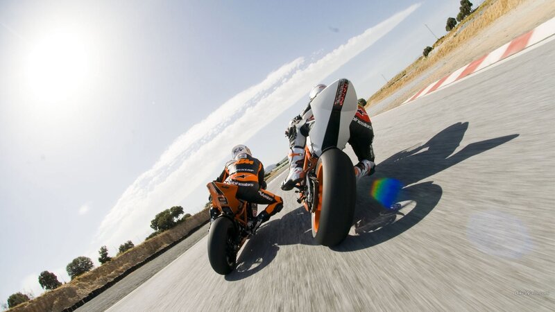 Motorcycle Racers on Track — Gray, Dynamic, Afternoon, Photograph, Racetrack, Sunlight