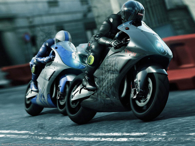 Motorcycle Racers on Track — Gray, Dynamic, Digital Art, Racing Bikes, Helmets