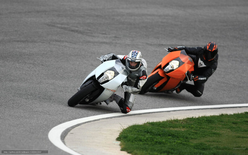 Motorcycle Racers on Track — Gray, Dynamic, Photograph